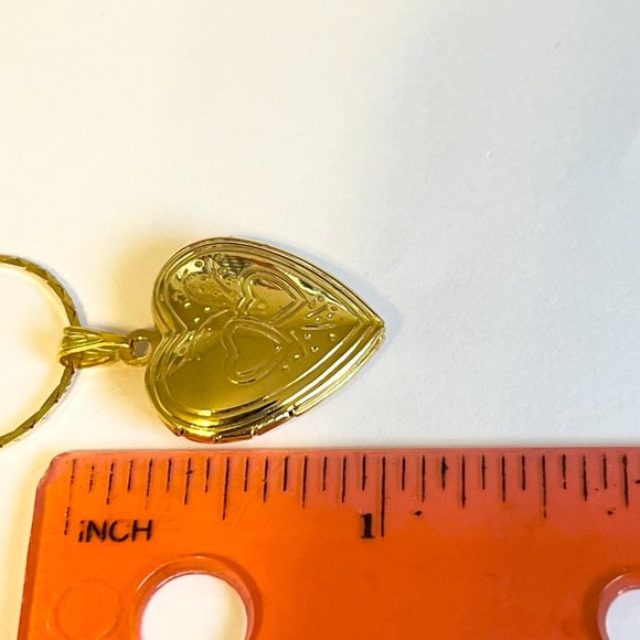 Vintage Gold Rose Flower Heart Locket Necklace Victorian Photo Charm 24" Plated - Picture 10 of 10